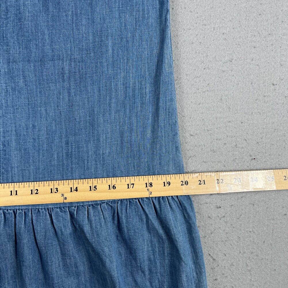 Fat Face Dress 4 Blue Denise Denim Peplum Chambray Short Sleeve Round Neck - Picture 5 of 12